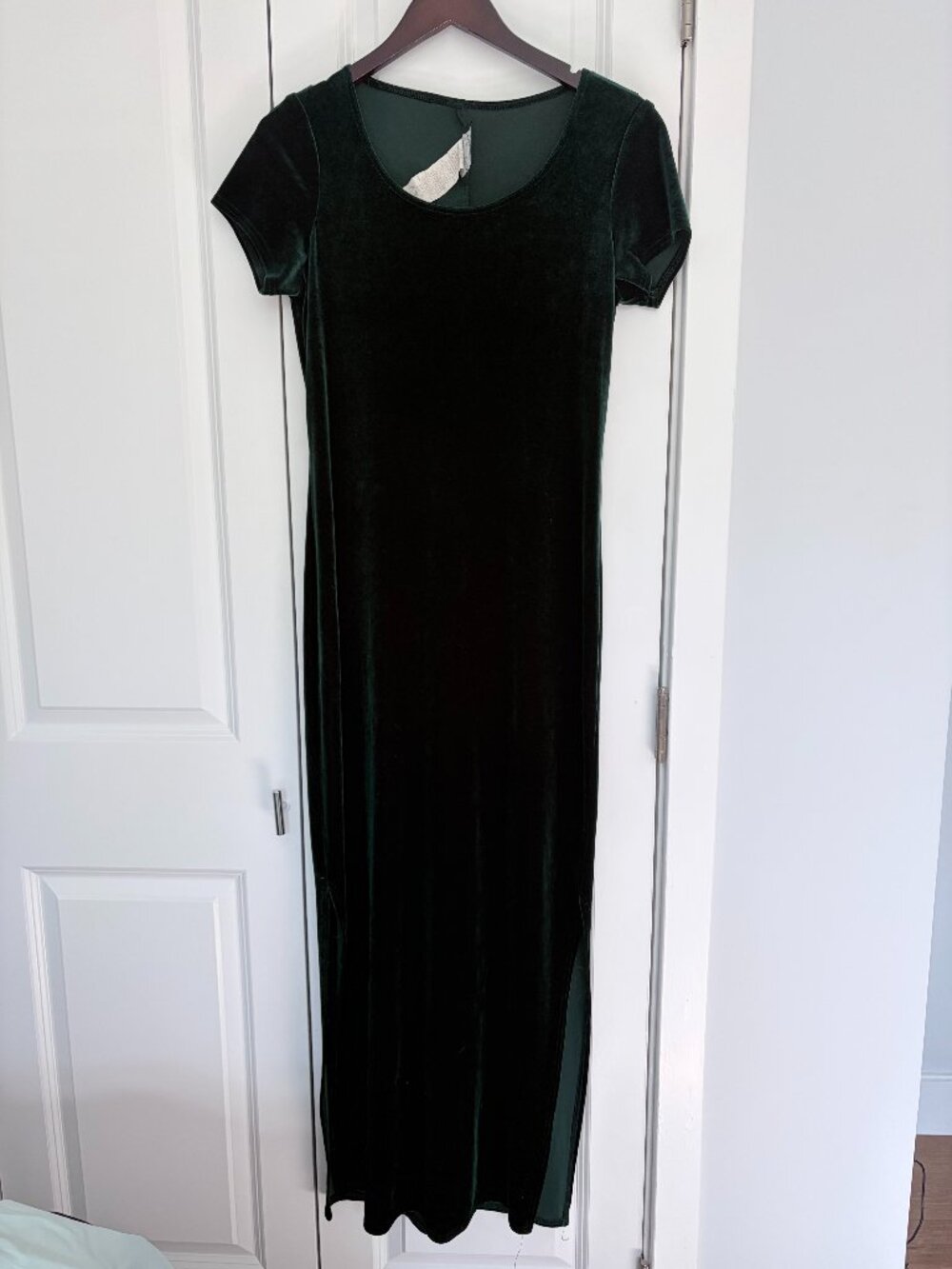 Vintage! 90s emerald green stretch velvet dress